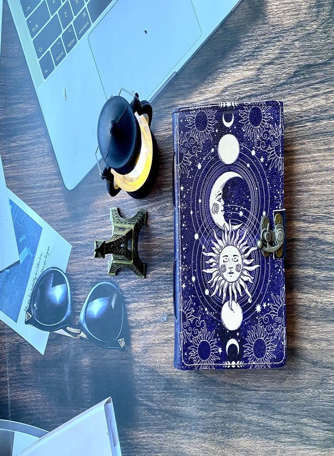 YOJO Celestial Sun & Moon Handmade Vintage Leather Journal Deckle Edge Paper, Blank Spell Book of Shadows grimoire Journal, Gift for him her with 200 Pages - Image 5